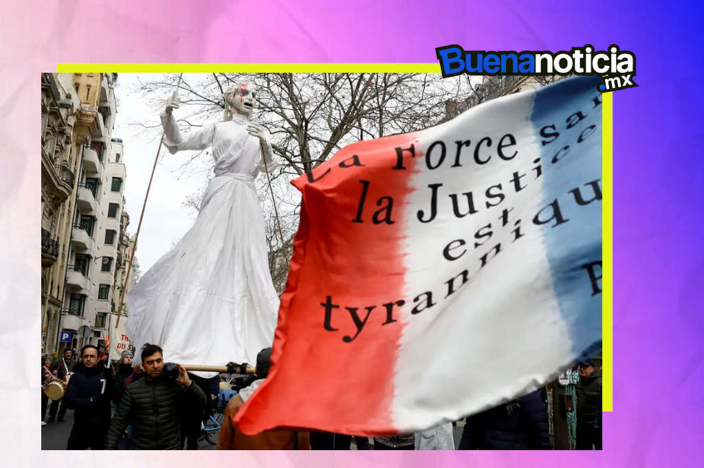 Buena noticia, protestas, Paris Francia,pensiones