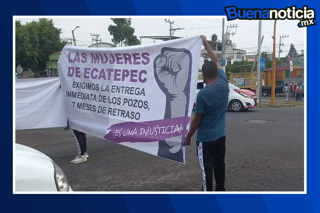 Decenas de vecinos bloquearon la avenida Carlos Hank González ante la falta de agua y el incumplimiento de entrega de pozos por parte de las autoridades